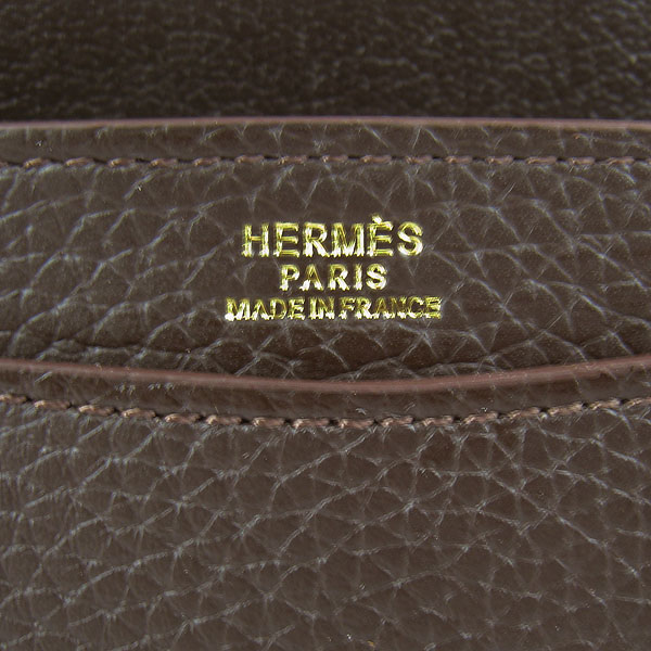 7A Hermes Togo Leather Messenger Bag Dark Coffee With Gold Hardware H021 Replica
